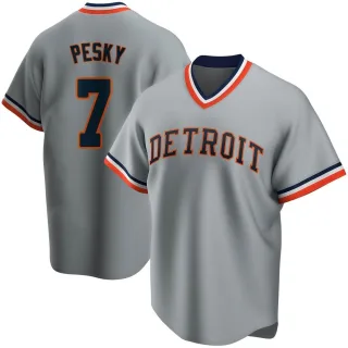 Men's Gray Johnny Pesky Detroit Tigers Road Cooperstown Collection Jersey