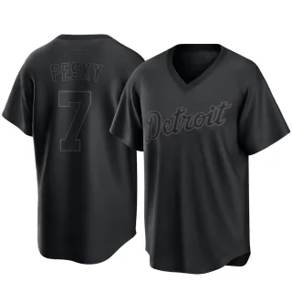 Men's Replica Black Johnny Pesky Detroit Tigers Pitch Fashion Jersey