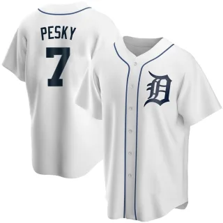 Men's Replica White Johnny Pesky Detroit Tigers Home Jersey