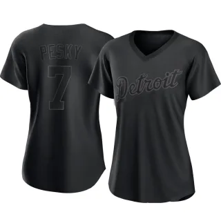 Women's Authentic Black Johnny Pesky Detroit Tigers Pitch Fashion Jersey