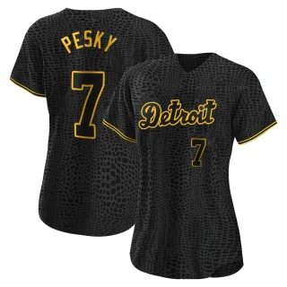 Women's Authentic Black Johnny Pesky Detroit Tigers Snake Skin City Jersey