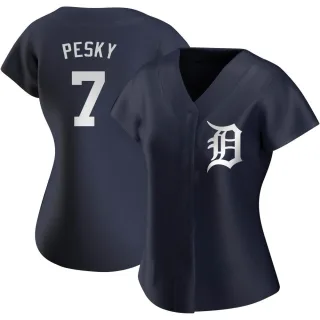 Women's Authentic Navy Johnny Pesky Detroit Tigers Alternate Jersey