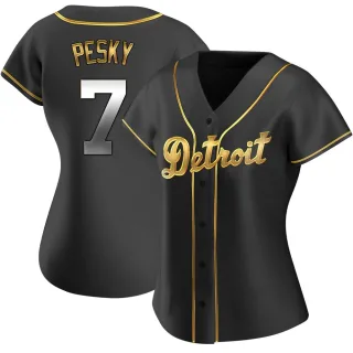 Women's Replica Black Golden Johnny Pesky Detroit Tigers Alternate Jersey