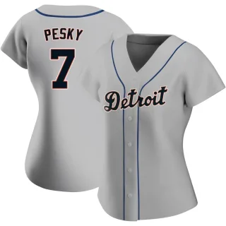 Women's Replica Gray Johnny Pesky Detroit Tigers Road Jersey