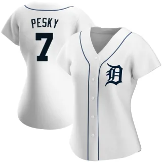 Women's Replica White Johnny Pesky Detroit Tigers Home Jersey