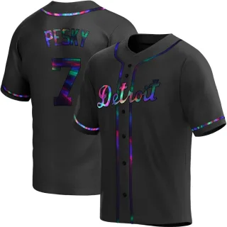 Youth Replica Black Holographic Johnny Pesky Detroit Tigers Alternate Jersey